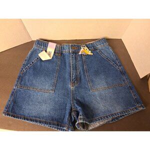 Wax Jean Collection Dark Blue Distressed Jeans Skater Shorts Size Large 30X3